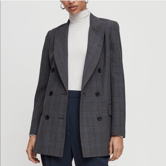 Aritzia Jackets & Blazers - NEW WILFRED Margaux Blazer Plaid Grey Double Breasted  00 XXS Aritzia